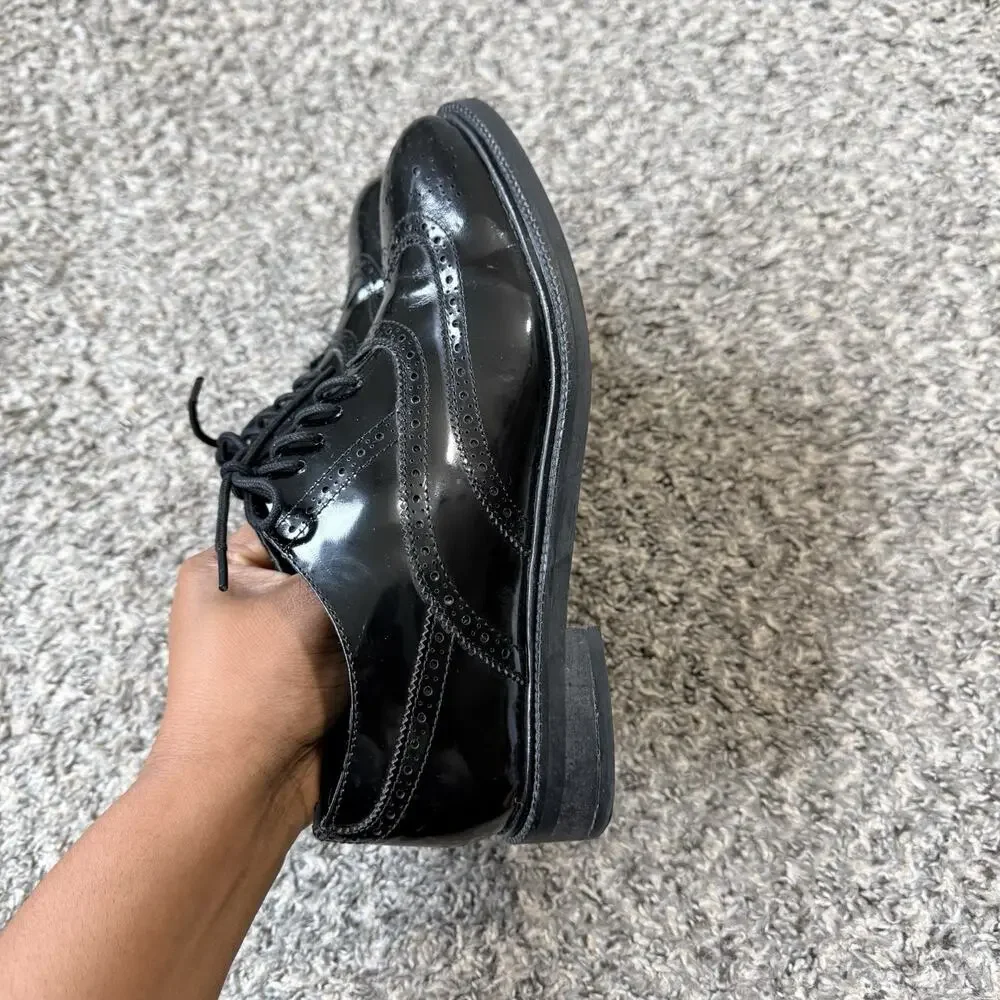 Jeffery Campbell Lace Up Oxford Loafers Shoe 7.5 Black Patent Leather Wingtips